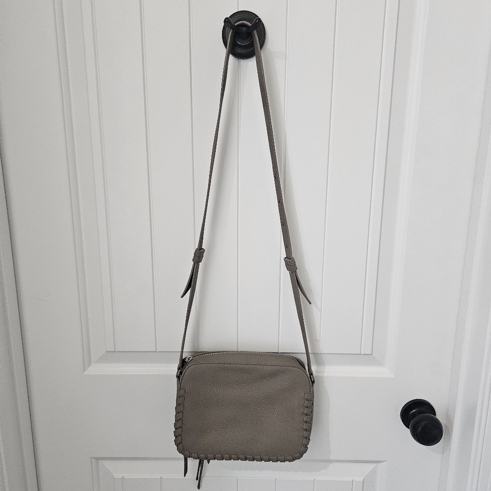 ALLSAINTS Kepi Mini Crossbody TAUPE Pebbled Leather Bag